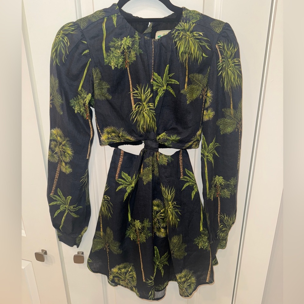 Agua Bendita Black and Green Tropical Dress